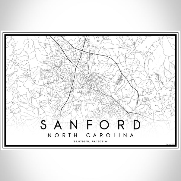 Sanford North Carolina Map Print Landscape Orientation in Classic Style With Shaded Background
