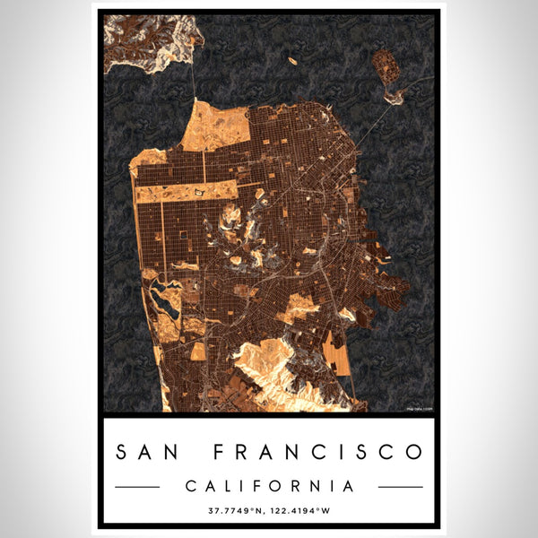 San Francisco - California Map Print in Ember