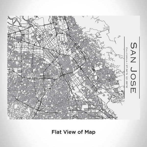 Rendered View of San Jose California Map Engraving on 20oz Stainless Steel Insulated Bottle with Bamboo Top in White