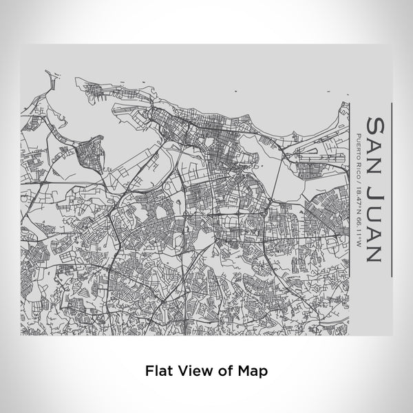 Rendered View of San Juan Puerto Rico Map Engraving on 20oz Stainless Steel Insulated Bottle with Bamboo Top