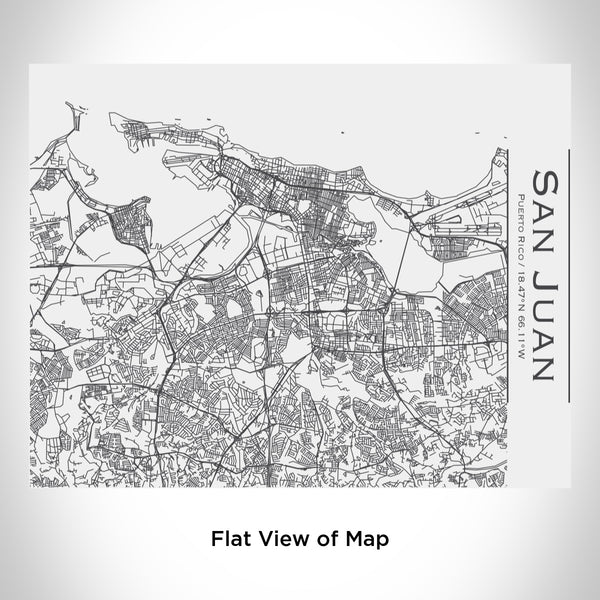 Rendered View of San Juan Puerto Rico Map Engraving on 20oz Stainless Steel Insulated Bottle with Bamboo Top in White