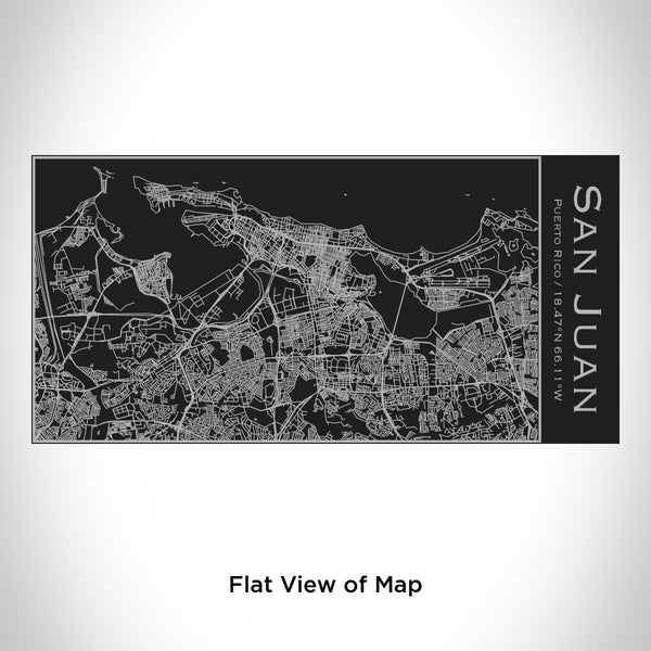 Rendered View of San Juan Puerto Rico Map Engraving on 17oz Stainless Steel Insulated Cola Bottle in Black