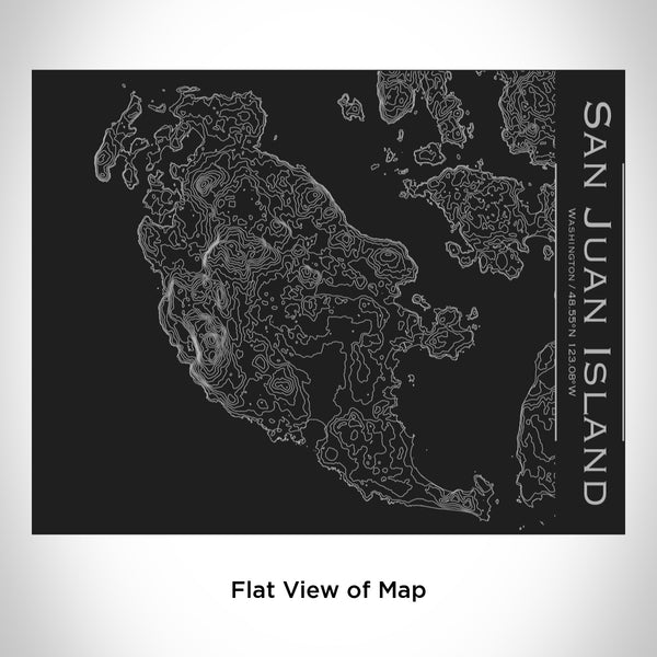 Rendered View of San Juan Island Washington Map Engraving on 20oz Stainless Steel Insulated Bottle with Bamboo Top in Black