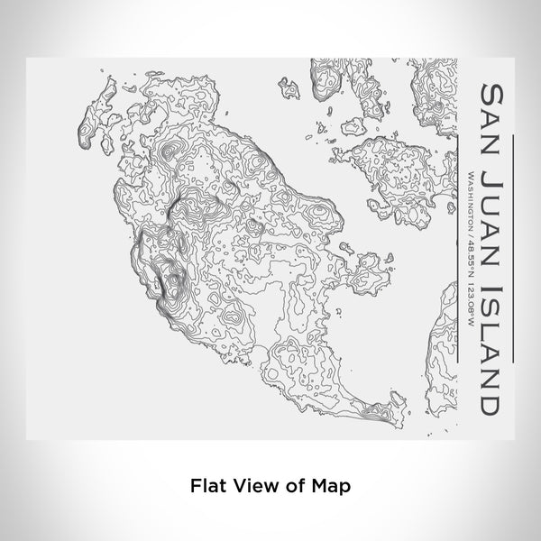 Rendered View of San Juan Island Washington Map Engraving on 20oz Stainless Steel Insulated Bottle with Bamboo Top in White