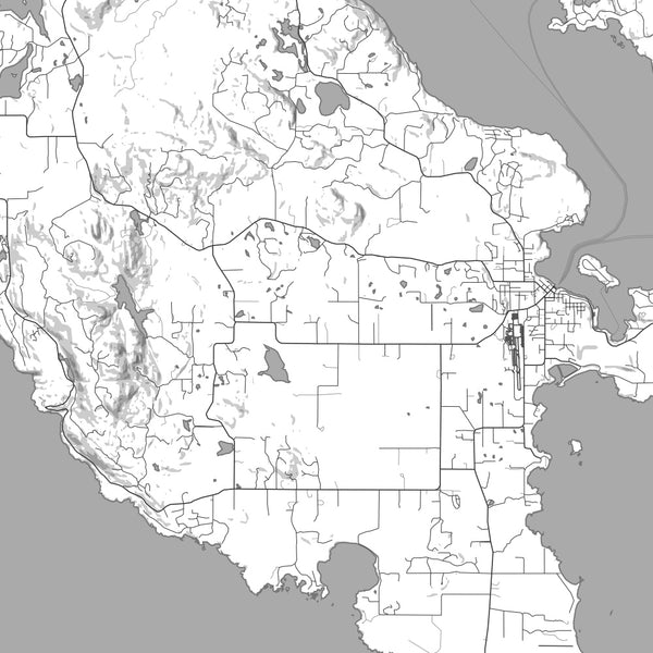 San Juan Island Washington Map Print in Classic Style Zoomed In Close Up Showing Details