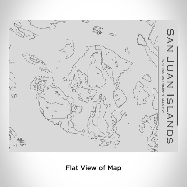 Rendered View of San Juan Islands Washington Map Engraving on 20oz Stainless Steel Insulated Bottle with Bamboo Top