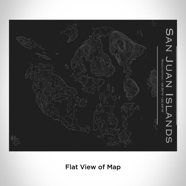 Rendered View of San Juan Islands Washington Map Engraving on 20oz Stainless Steel Insulated Bottle with Bamboo Top in Black