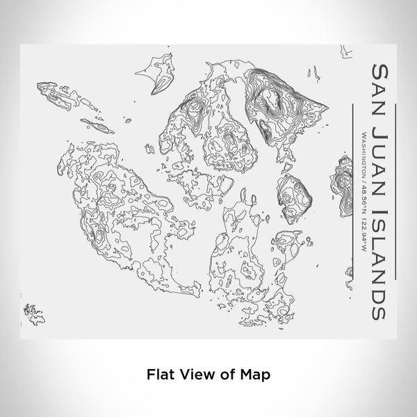 Rendered View of San Juan Islands Washington Map Engraving on 20oz Stainless Steel Insulated Bottle with Bamboo Top in White