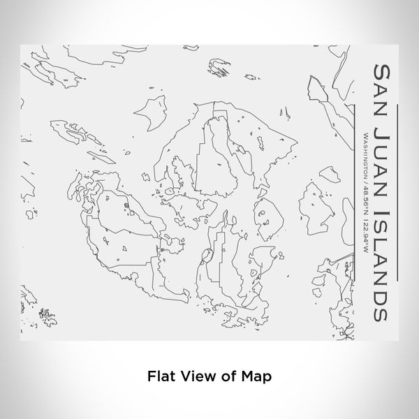 Rendered View of San Juan Islands Washington Map Engraving on 20oz Stainless Steel Insulated Bottle with Bamboo Top in White