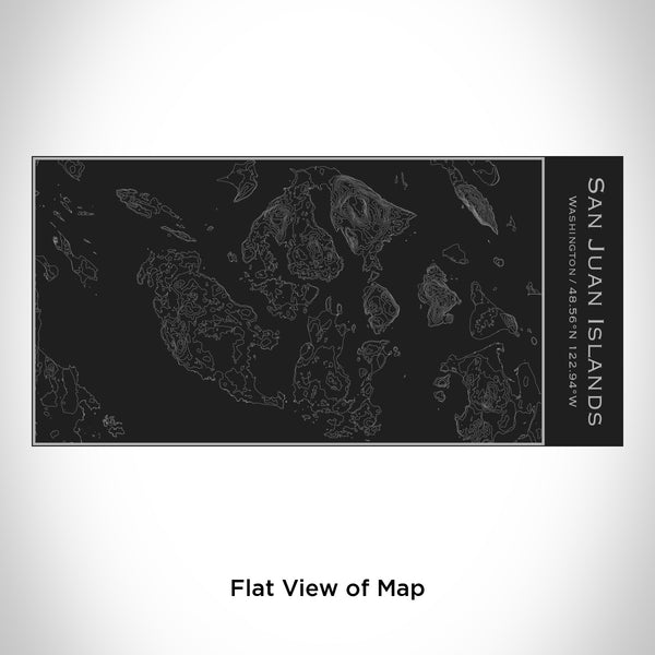 Rendered View of San Juan Islands Washington Map Engraving on 17oz Stainless Steel Insulated Cola Bottle in Black