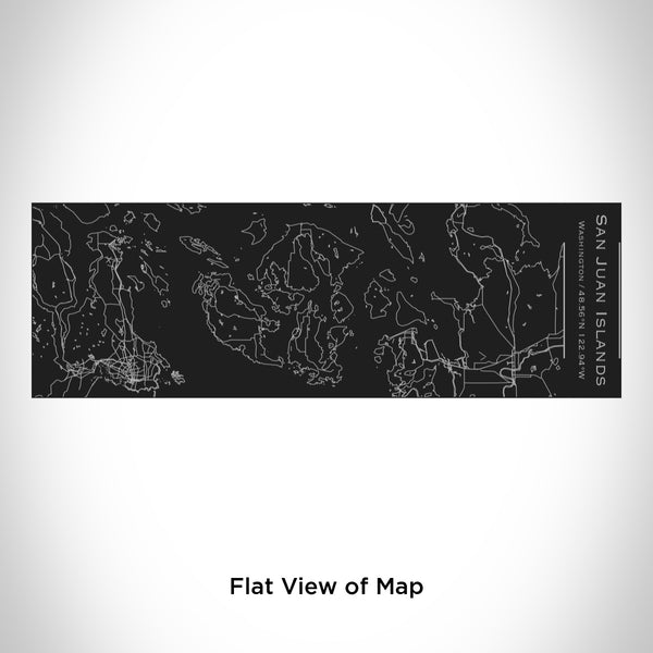Rendered View of San Juan Islands Washington Map Engraving on 10oz Stainless Steel Insulated Cup with Sliding Lid in Black