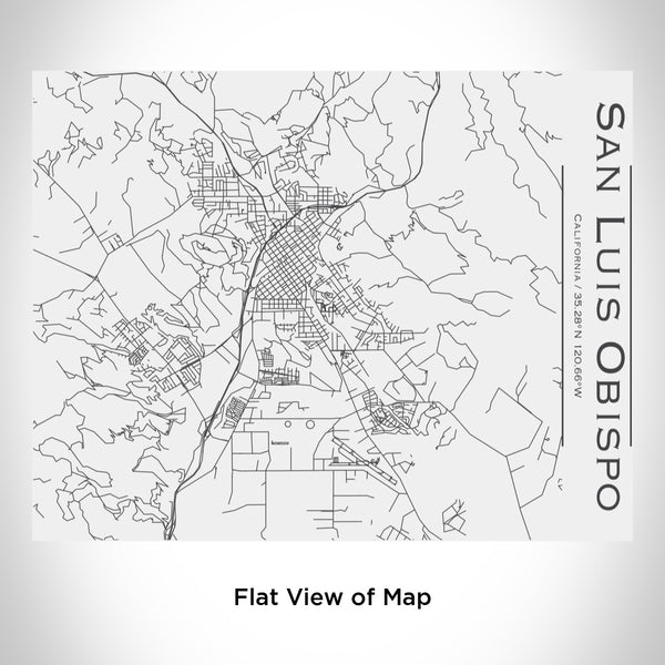 Rendered View of San Luis Obispo California Map Engraving on 20oz Stainless Steel Insulated Bottle with Bamboo Top in White