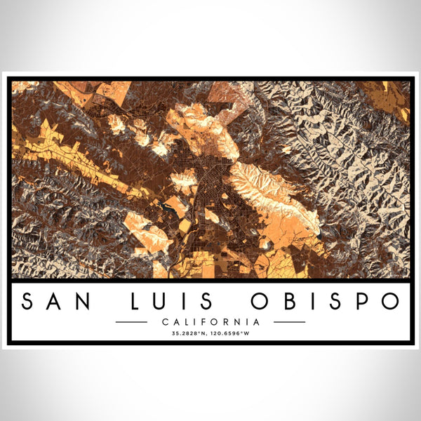 San Luis Obispo - California Map Print in Ember