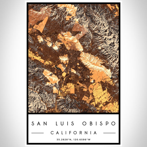 San Luis Obispo - California Map Print in Ember
