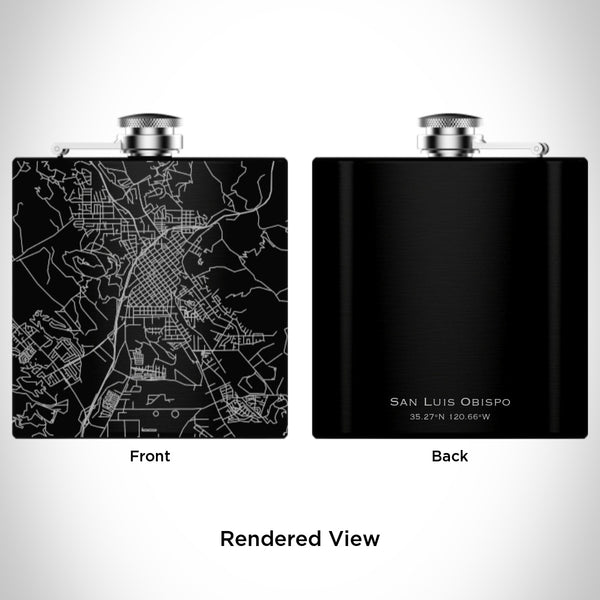 San Luis Obispo - California Map Hip Flask in Matte Black