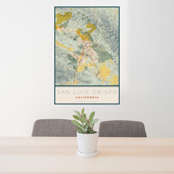 San Luis Obispo - California Map Print in Woodblock