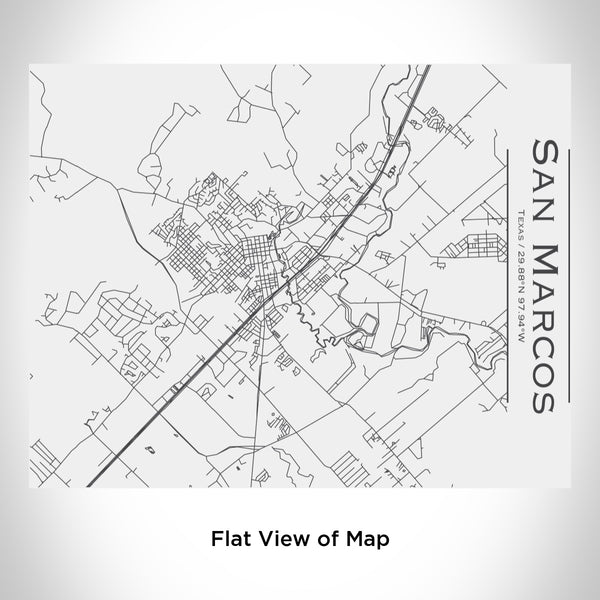 Rendered View of San Marcos Texas Map Engraving on 20oz Stainless Steel Insulated Bottle with Bamboo Top in White