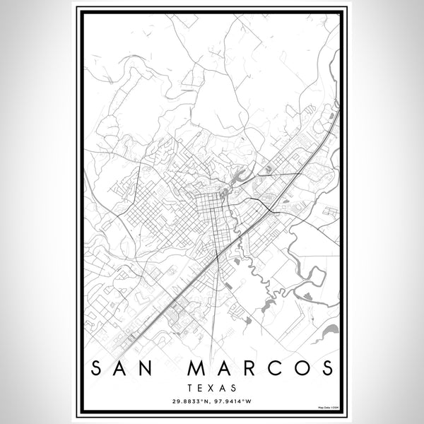San Marcos Texas Map Print Portrait Orientation in Classic Style With Shaded Background