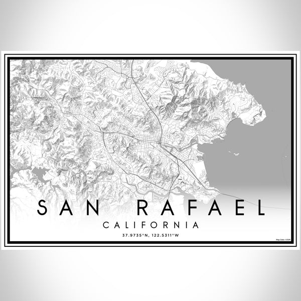 San Rafael California Map Print Landscape Orientation in Classic Style With Shaded Background