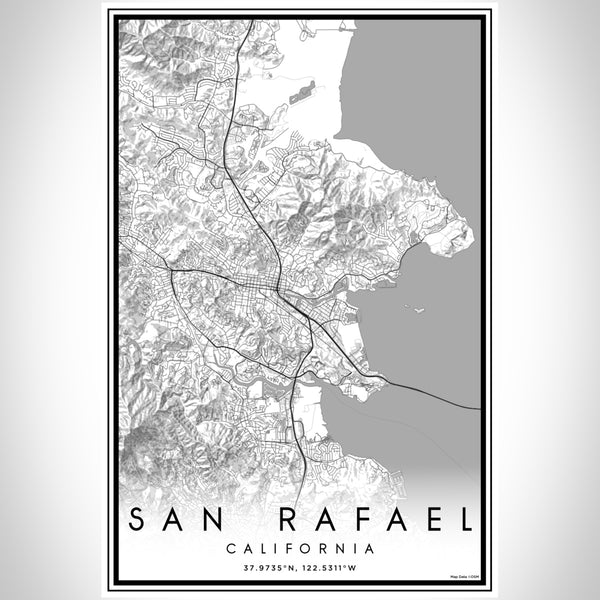 San Rafael California Map Print Portrait Orientation in Classic Style With Shaded Background