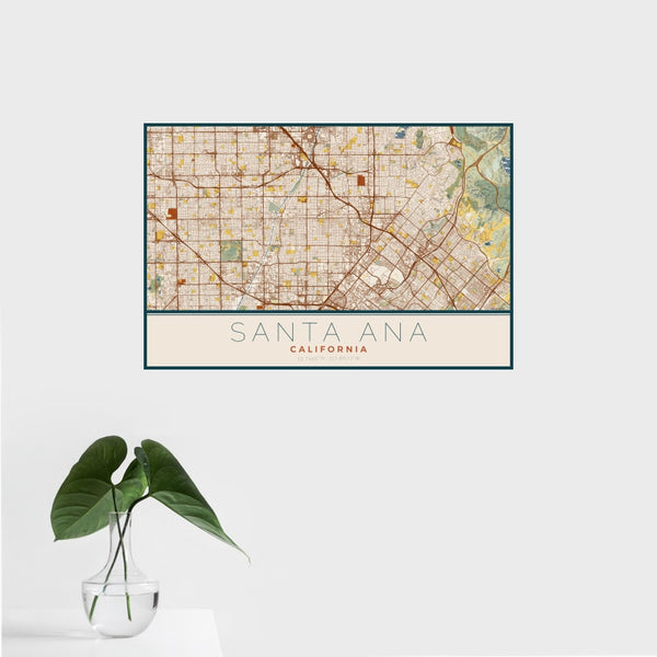Santa Ana - California Map Print in Woodblock