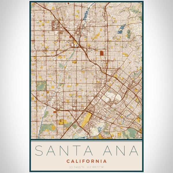 Santa Ana - California Map Print in Woodblock