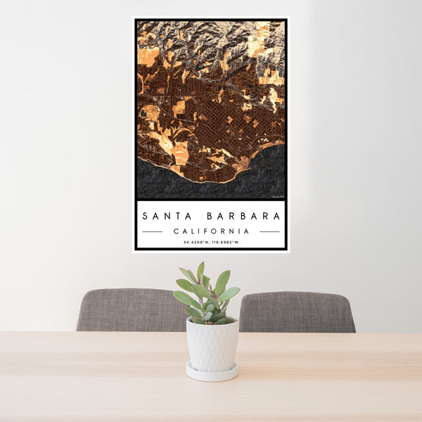 Santa Barbara - California Map Print in Ember