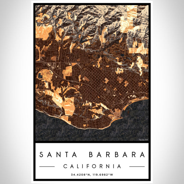 Santa Barbara - California Map Print in Ember