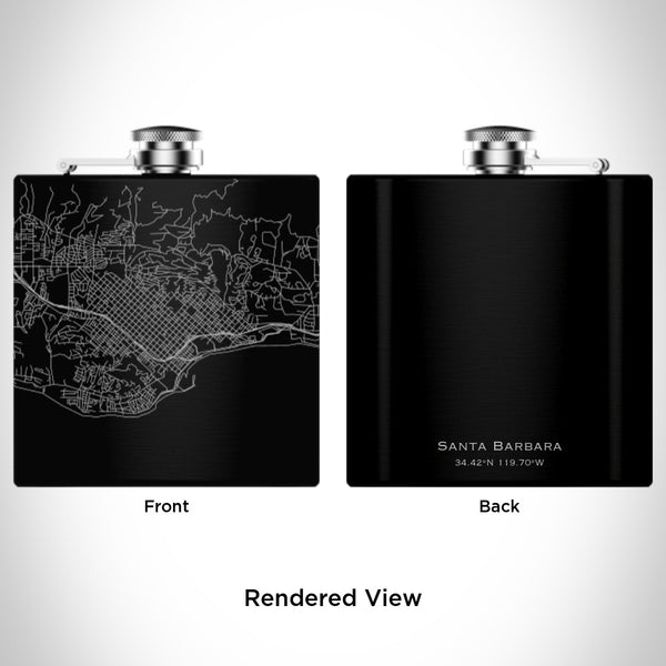 Santa Barbara - California Map Hip Flask in Matte Black