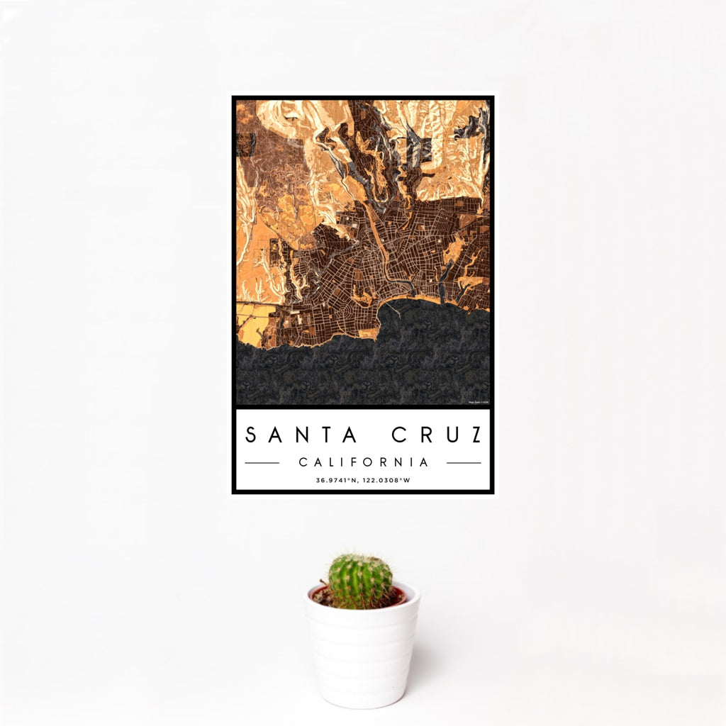 Santa Cruz - California Map Print in Ember