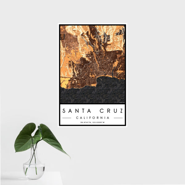 Santa Cruz - California Map Print in Ember