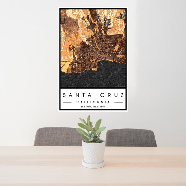 Santa Cruz - California Map Print in Ember