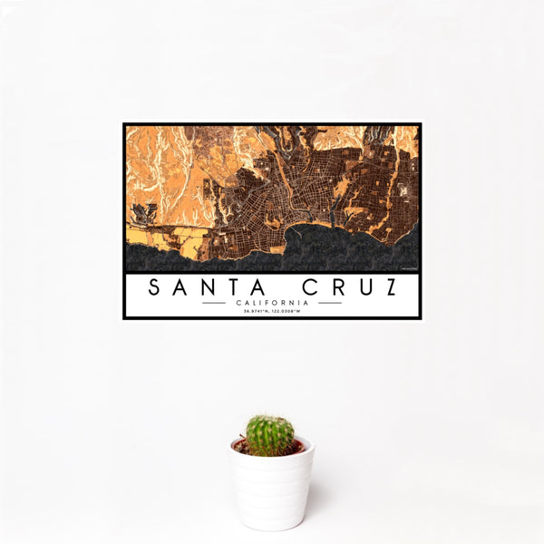 Santa Cruz - California Map Print in Ember
