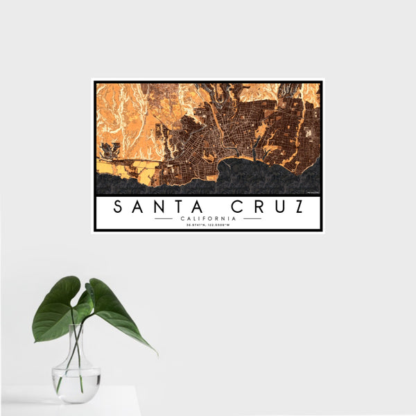 Santa Cruz - California Map Print in Ember