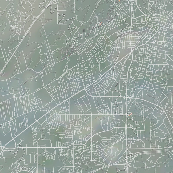 Santa Fe New Mexico Map Print in Afternoon Style Zoomed In Close Up Showing Details