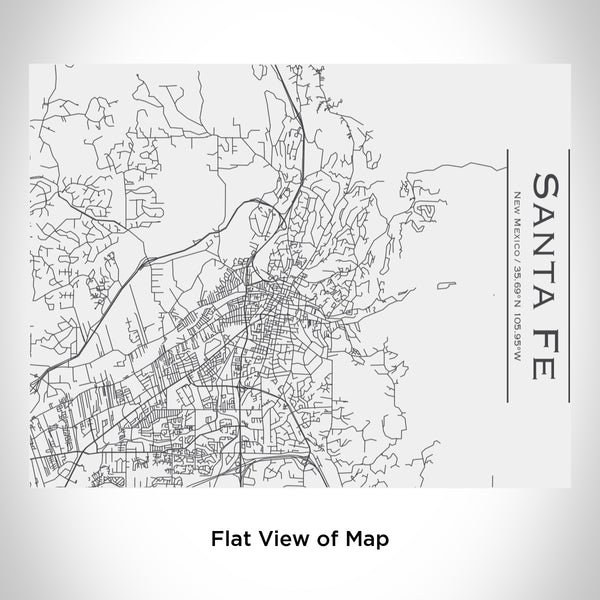 Rendered View of Santa Fe New Mexico Map Engraving on 20oz Stainless Steel Insulated Bottle with Bamboo Top in White