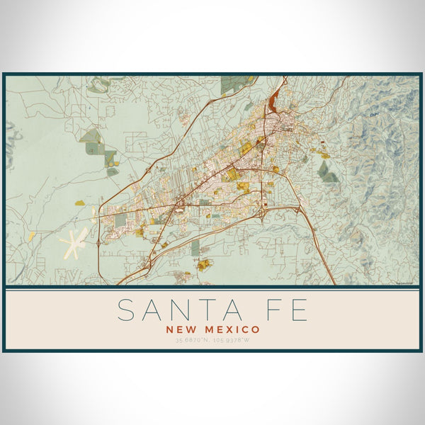 Santa Fe - New Mexico Map Print in Woodblock