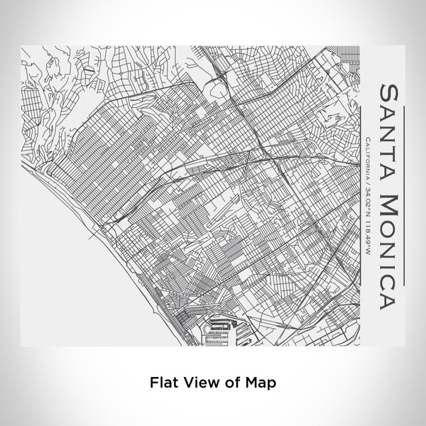 Rendered View of Santa Monica California Map Engraving on 20oz Stainless Steel Insulated Bottle with Bamboo Top in White