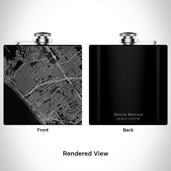 Santa Monica - California Map Hip Flask in Matte Black