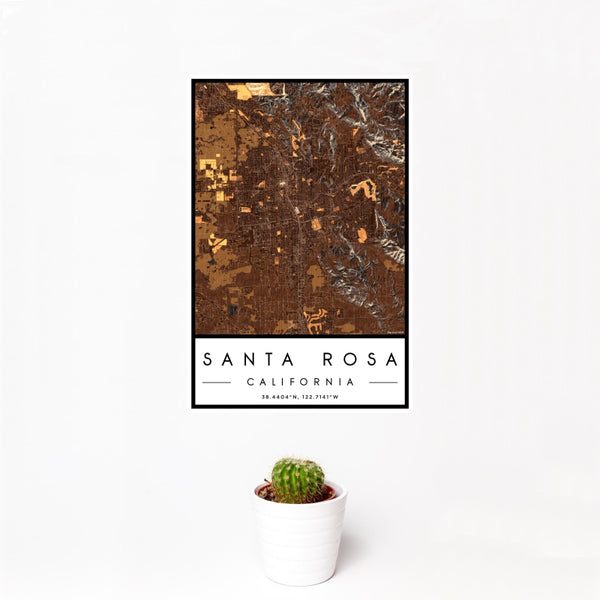 Santa Rosa - California Map Print in Ember
