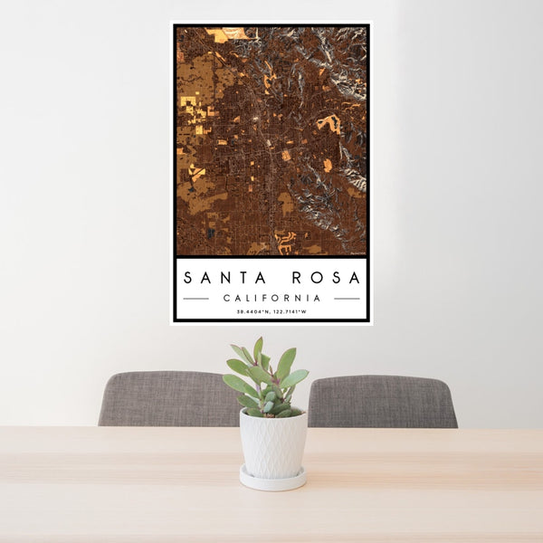 Santa Rosa - California Map Print in Ember