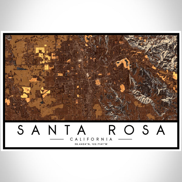 Santa Rosa - California Map Print in Ember