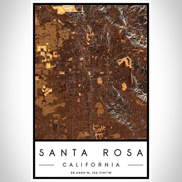 Santa Rosa - California Map Print in Ember