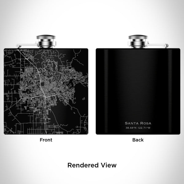 Santa Rosa - California Map Hip Flask in Matte Black