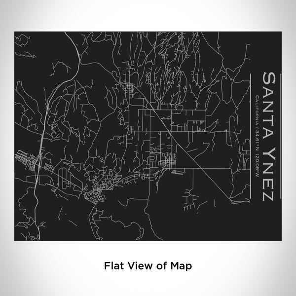 Rendered View of Santa Ynez California Map Engraving on 20oz Stainless Steel Insulated Bottle with Bamboo Top in Black