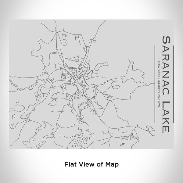 Rendered View of Saranac Lake New York Map Engraving on 20oz Stainless Steel Insulated Bottle with Bamboo Top