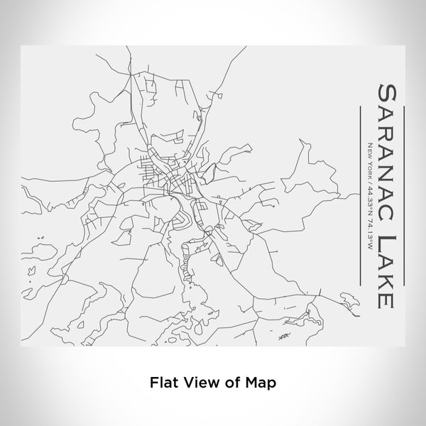 Rendered View of Saranac Lake New York Map Engraving on 20oz Stainless Steel Insulated Bottle with Bamboo Top in White