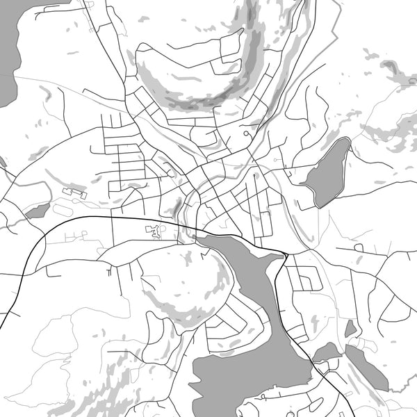 Saranac Lake New York Map Print in Classic Style Zoomed In Close Up Showing Details