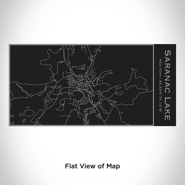 Rendered View of Saranac Lake New York Map Engraving on 17oz Stainless Steel Insulated Cola Bottle in Black