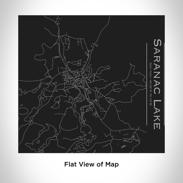 Rendered View of Saranac Lake New York Map Engraving on 17oz Stainless Steel Insulated Tumbler in Black